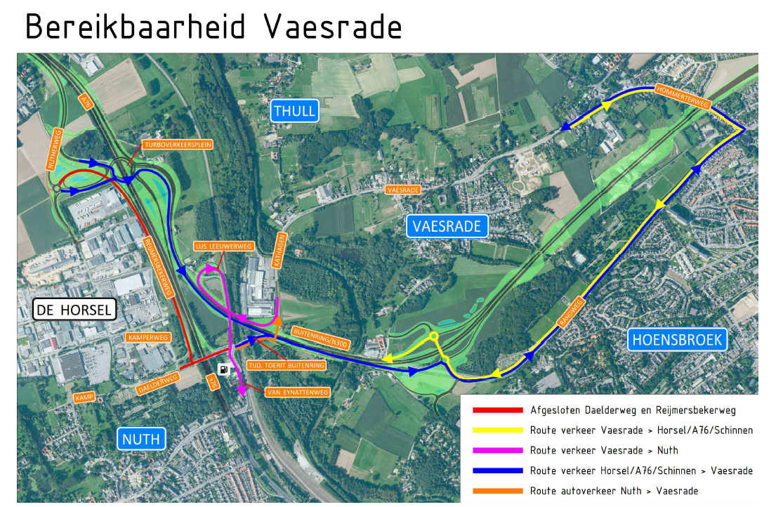 Omleidingsroute en bereikbaarheid Vaesrade